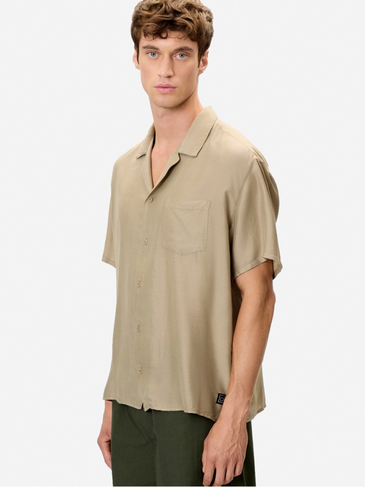 Dirty Laundry taupe silk blend πουκάμισο