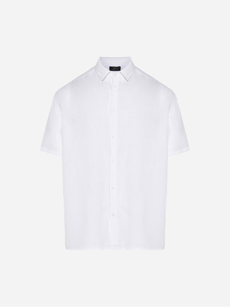 Dirty Laundry άσπρο κοντομάνικο λινό πουκάμισο