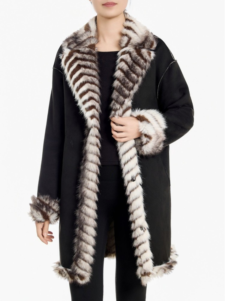 Tavus white/grey  faux γούνινο πανωφόρι διπλής όψης