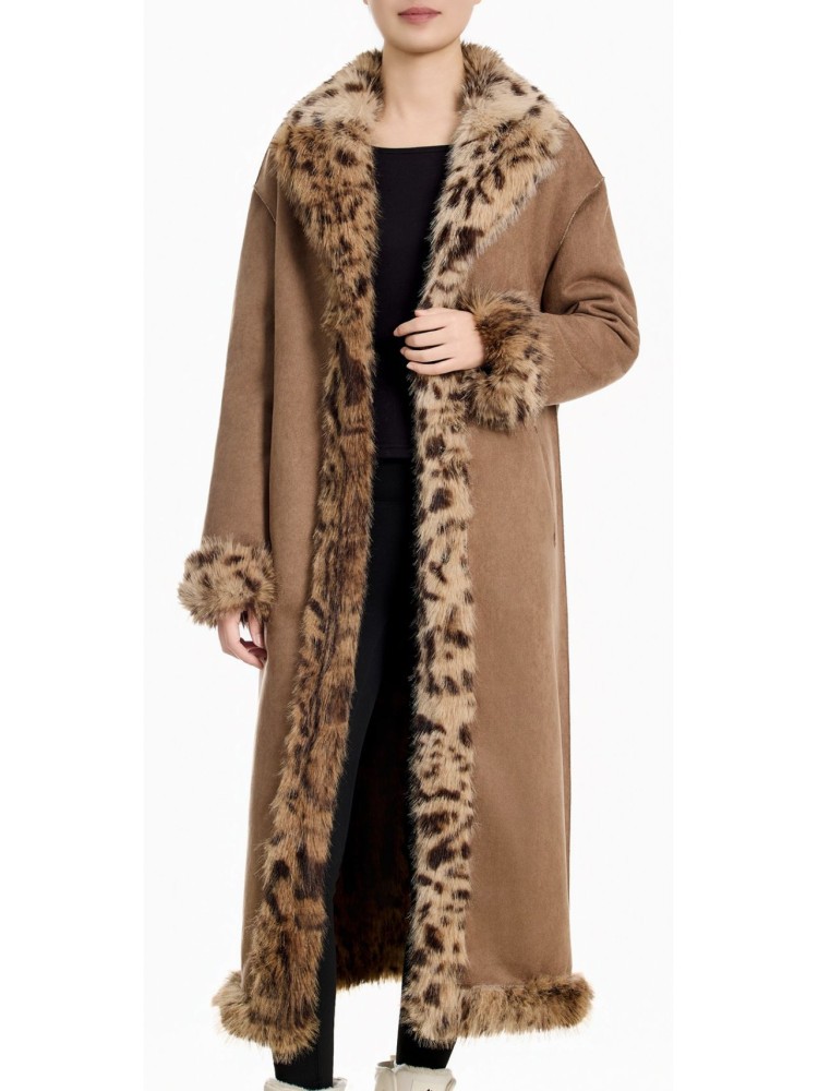 Tavus nut leo faux fur long reversible jacket