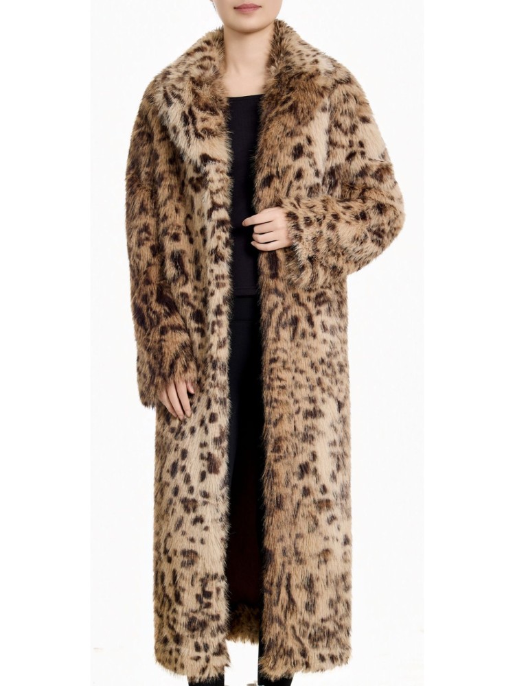 Tavus nut leo faux fur long reversible jacket
