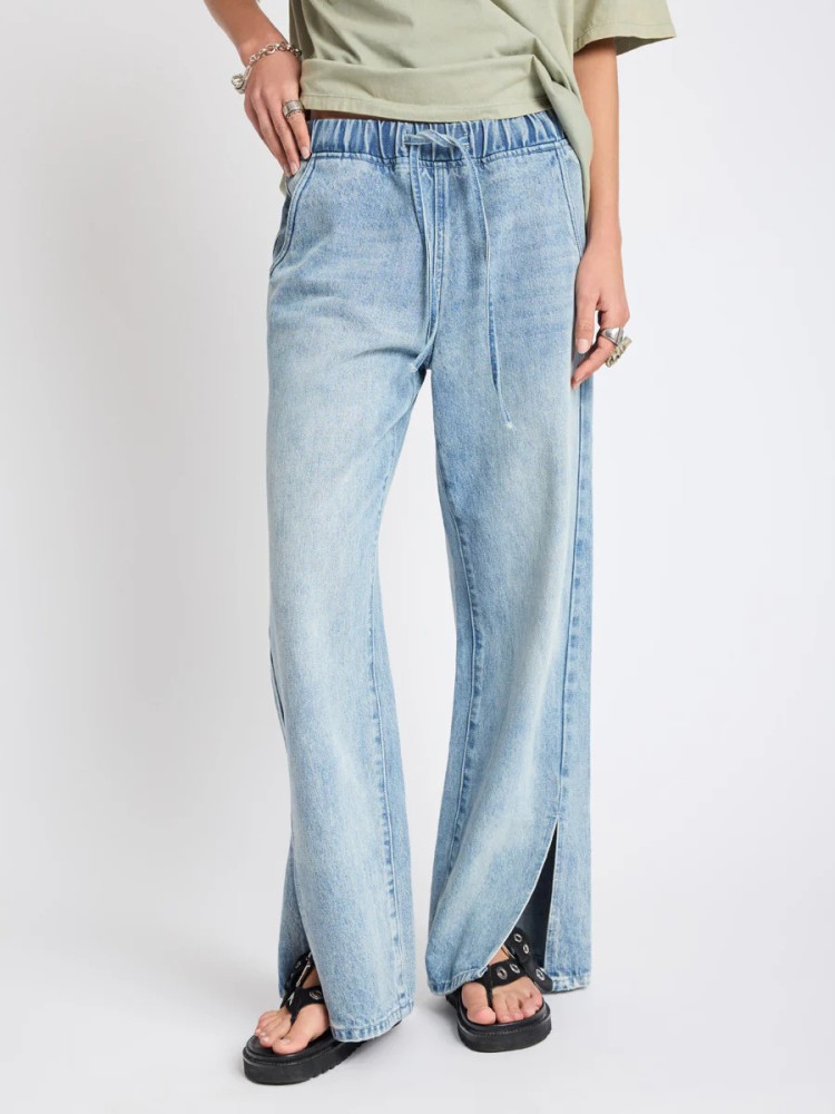 One teaspoon salty dog the roadhouse wide leg drawstring denim jeans 