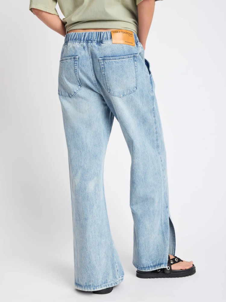 One teaspoon salty dog the roadhouse wide leg drawstring denim jeans 
