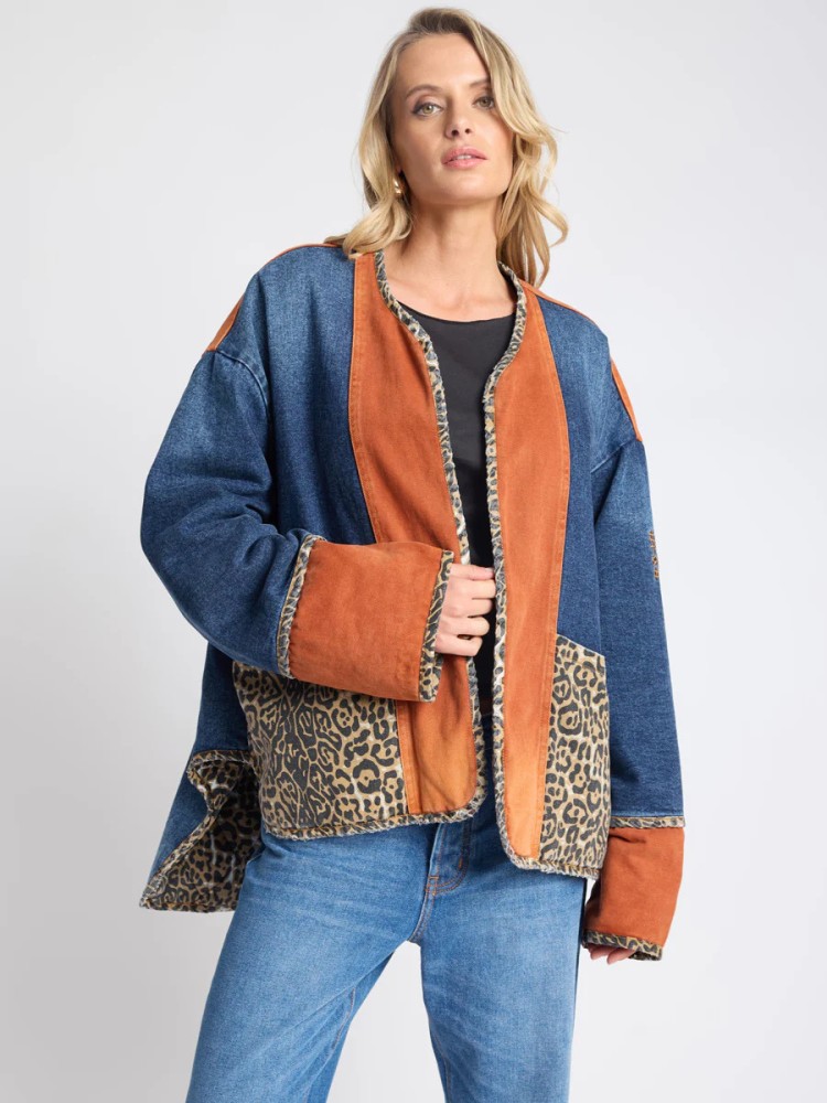 One teaspoon animal print μπλέ rust πανωφόρι διπλής όψεως