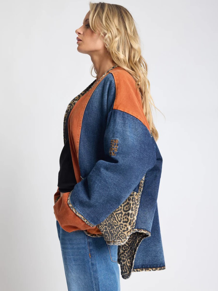 One teaspoon animal print μπλέ rust πανωφόρι διπλής όψεως