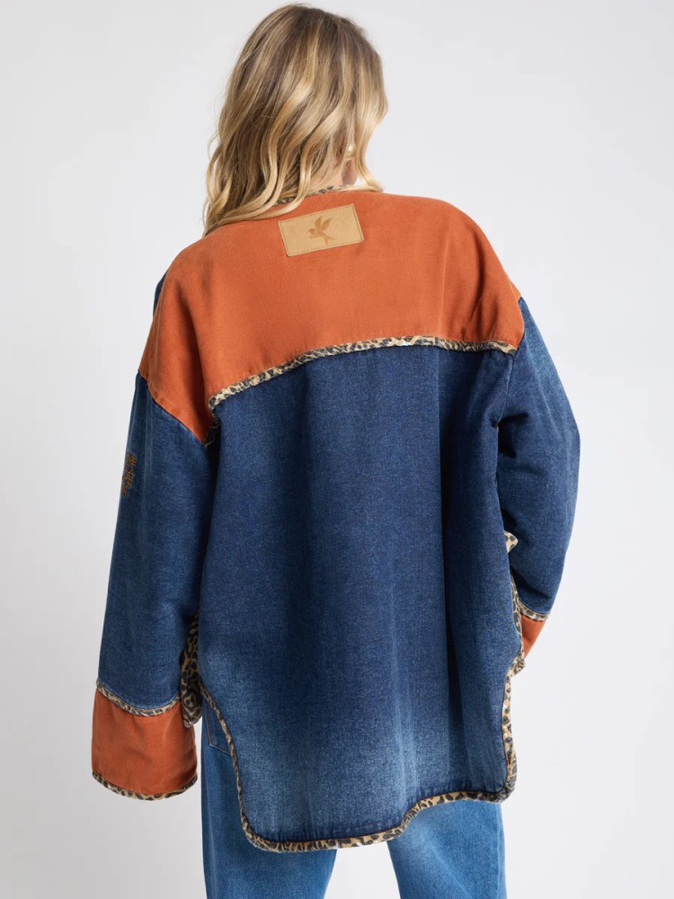 One teaspoon animal print μπλέ rust πανωφόρι διπλής όψεως