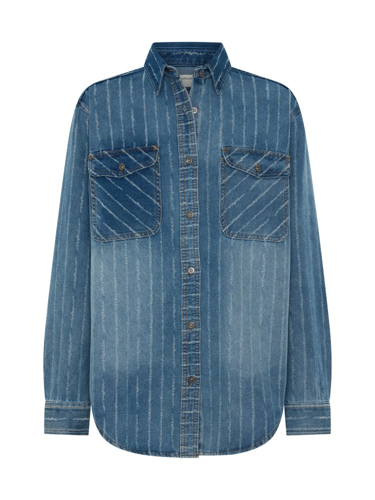 One teaspoon blue stripe distressed denim shirt 