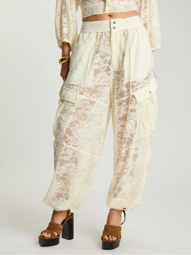 One teaspoon vintage white Savage Romance Utility Lace Pants 