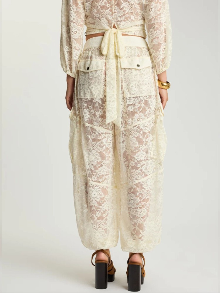 One teaspoon vintage white Savage Romance Utility Lace Pants 