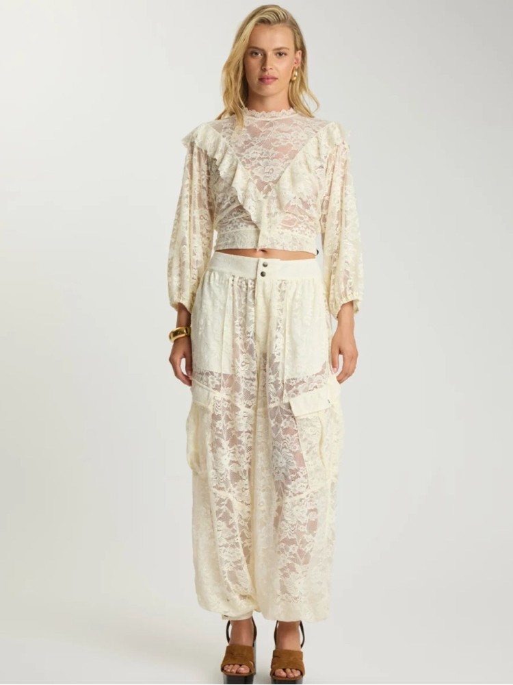 One teaspoon vintage white Savage Romance Utility Lace Pants 