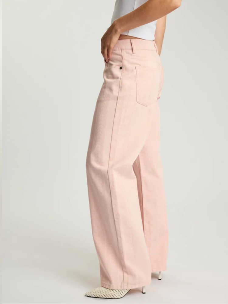 One teaspoon Pink Love Jackson Mid Waist Wide Leg Denim Jeans 