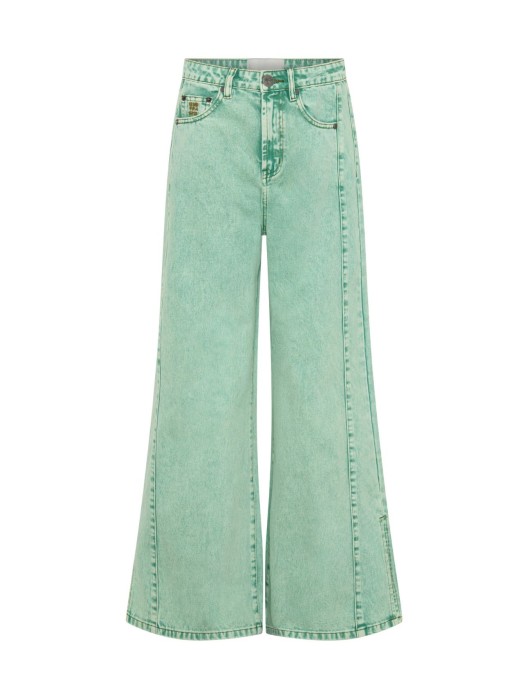 One teaspoon Seaglass Green Love Machines Mid Waist Super Wide Leg τζιν παντελόνι