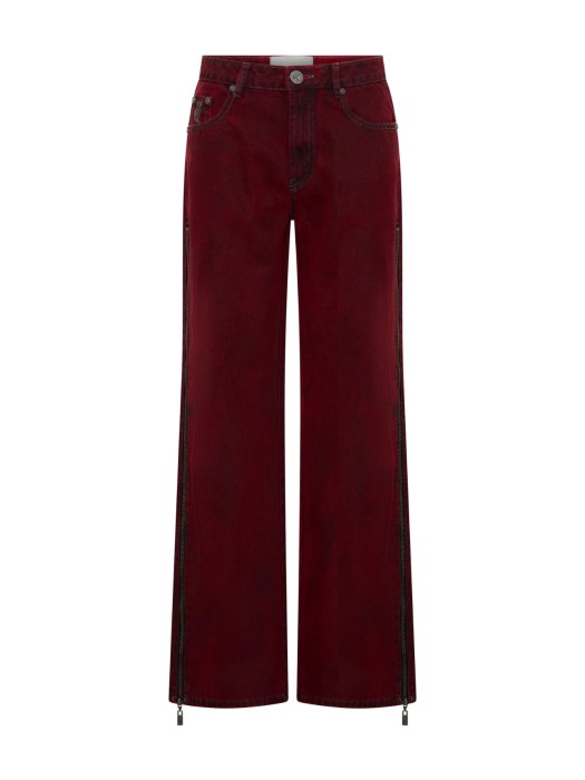 One teaspoon Oil Stained Maroon Jackson Mid Waist Wide Leg τζιν παντελόνι