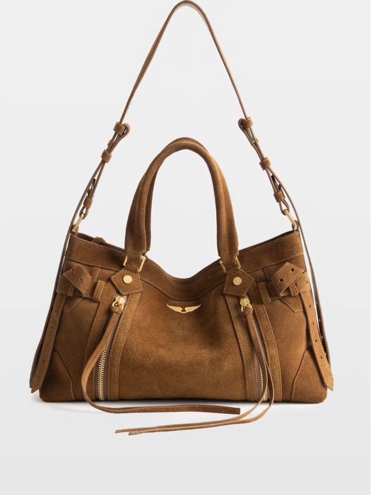 Zadig&Voltaire cognac Madison small suede leather bag