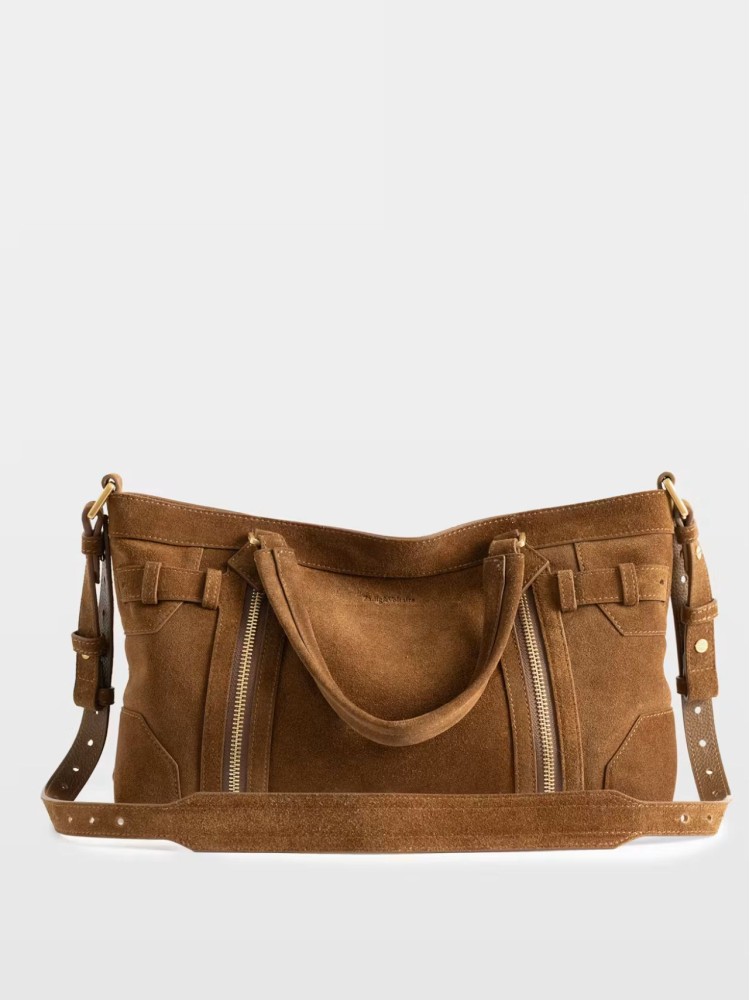 Zadig&Voltaire cognac Madison small suede δερμάτινη τσάντα