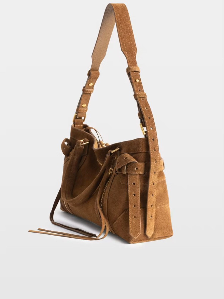 Zadig&Voltaire cognac Madison small suede δερμάτινη τσάντα