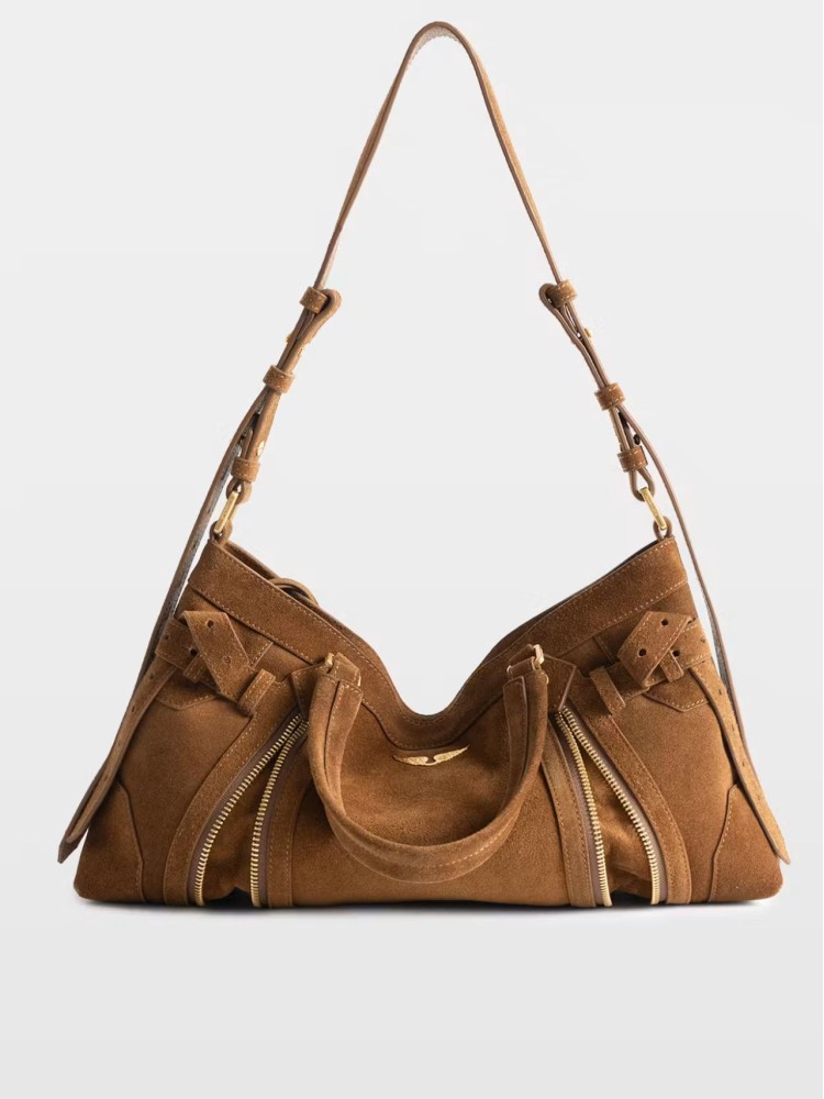 Zadig&Voltaire cognac Madison small suede δερμάτινη τσάντα