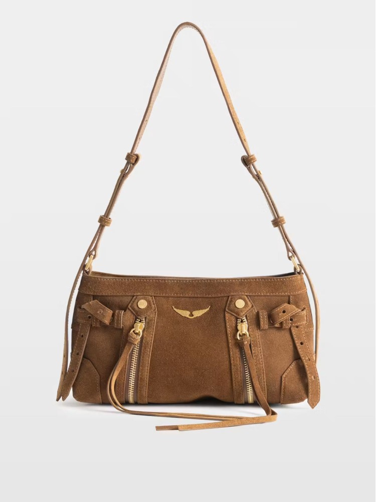 Zadig&Voltaire cognac Madison mini crossbody suede δερμάτινη τσάντα