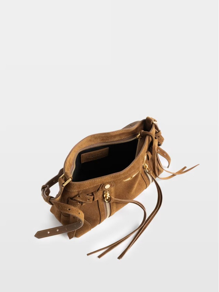 Zadig&Voltaire cognac Madison mini crossbody suede δερμάτινη τσάντα