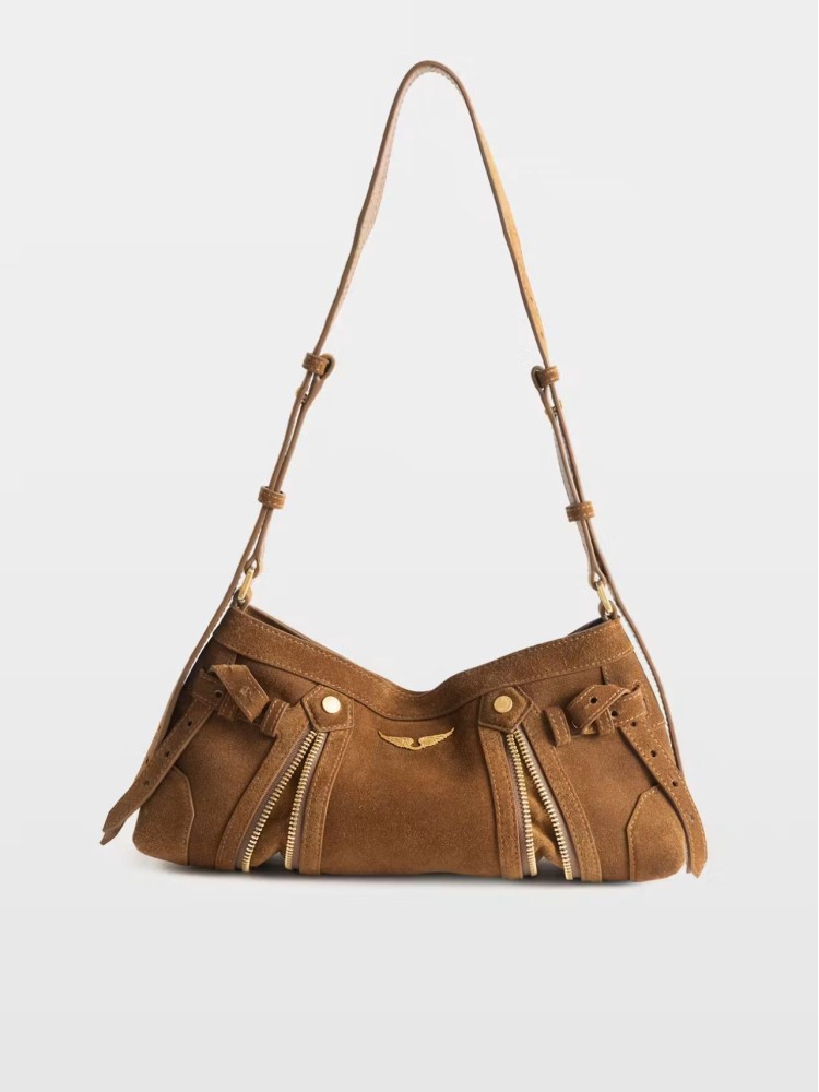 Zadig&Voltaire cognac Madison mini crossbody suede δερμάτινη τσάντα
