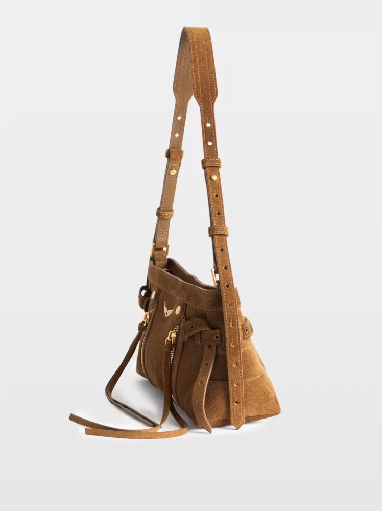 Zadig&Voltaire cognac Madison mini crossbody suede δερμάτινη τσάντα