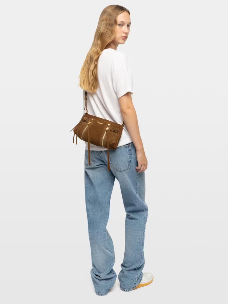 Zadig&Voltaire cognac Madison mini crossbody suede δερμάτινη τσάντα