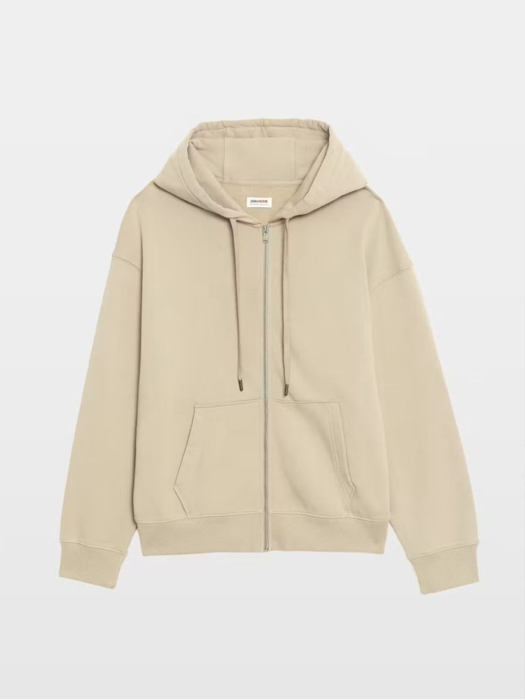 Zadig&Voltaire sweelo latte φούτερ ζακέτα με κουκούλα με κέντημα στην π΄λάτη