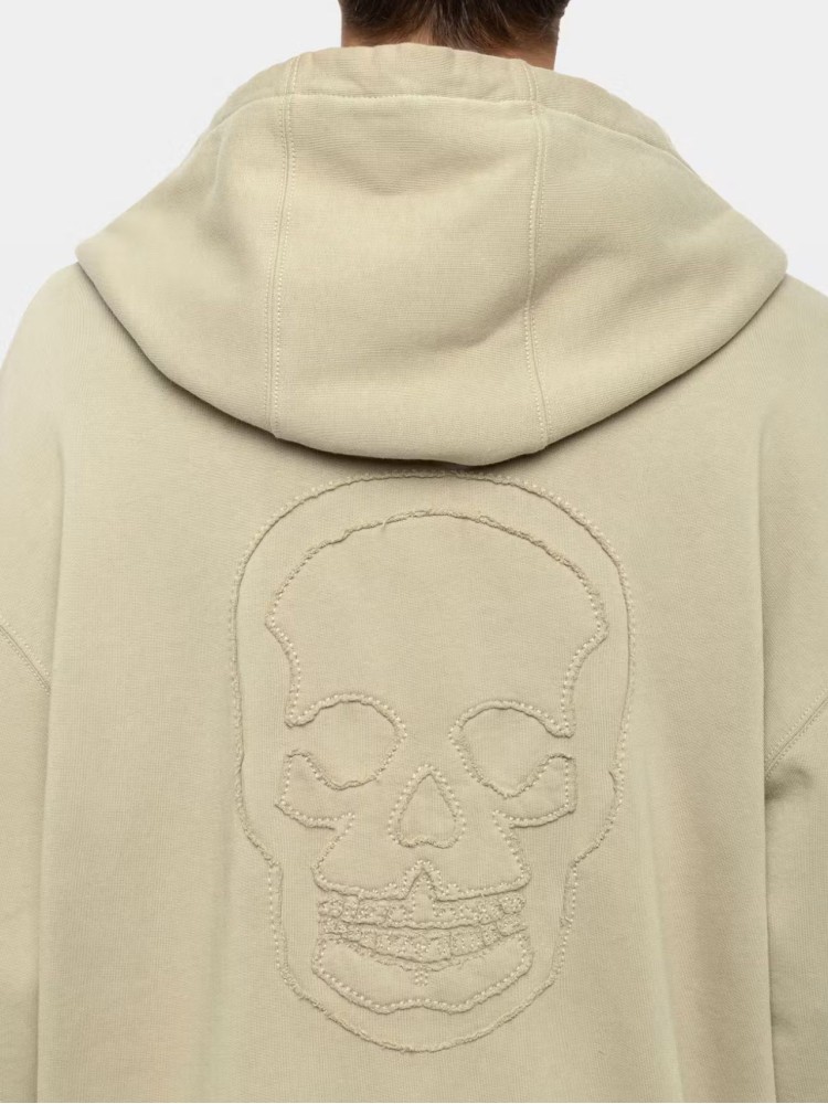 Zadig&Voltaire sweelo latte φούτερ ζακέτα με κουκούλα με κέντημα στην π΄λάτη
