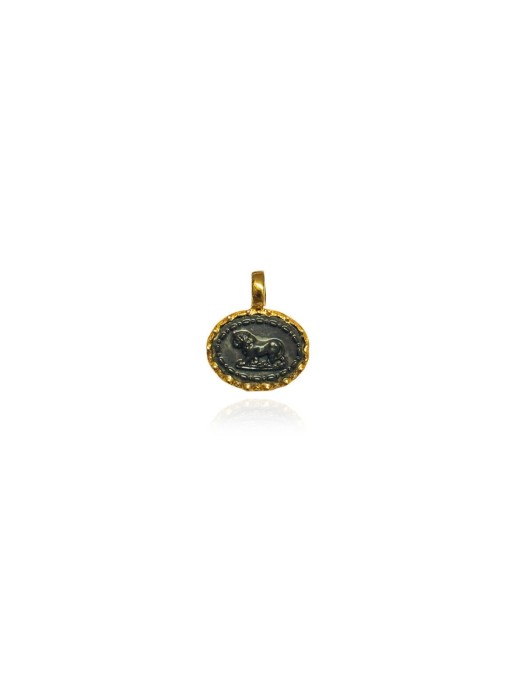 Hermina leon cameo hematite charm