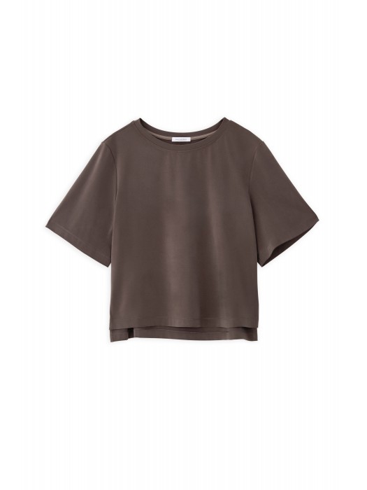 Philosophy taupe scuba cropped top