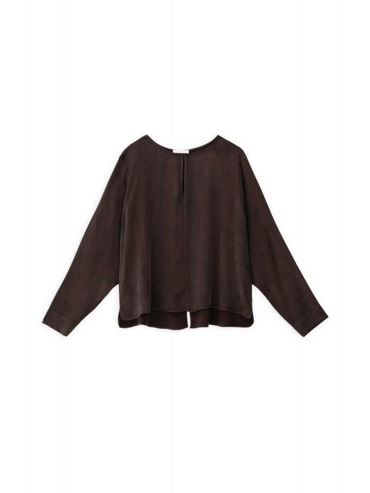 Philosophy dark brown cupro viscose cropped top