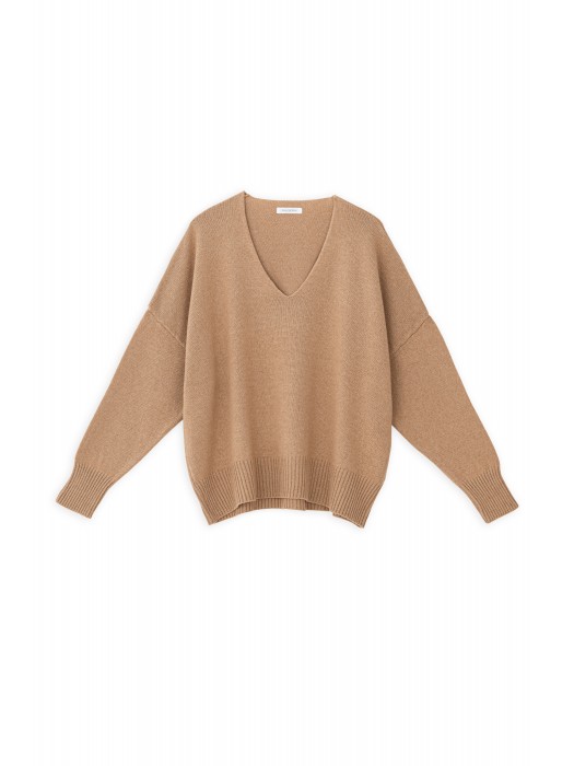 Philosophy cashmere V neck καμηλό πλεκτό