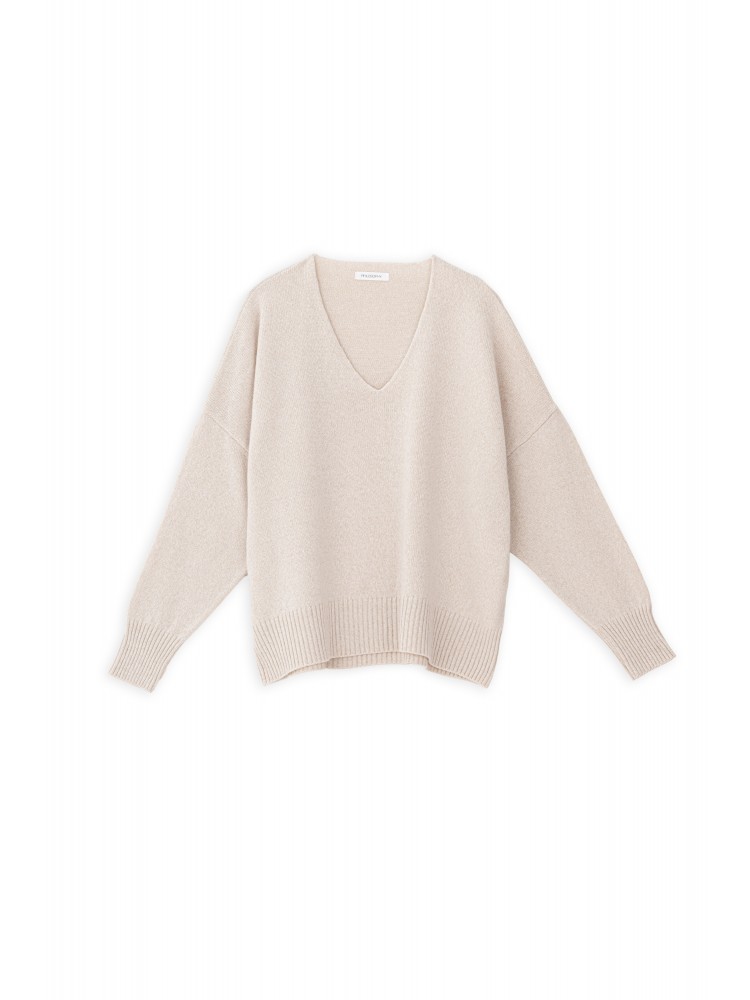 Philosophy cashmere V neck μπεζ πλεκτό