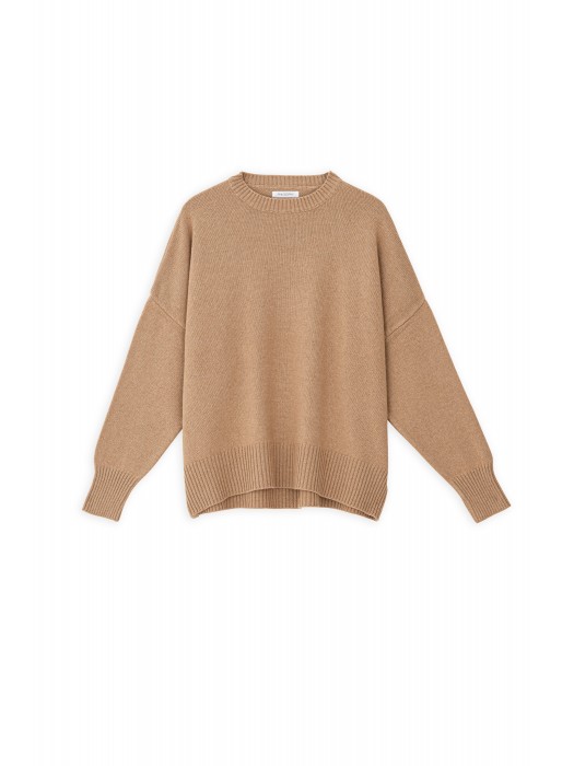 Philosophy cashmere round neck καμηλό πλεκτό