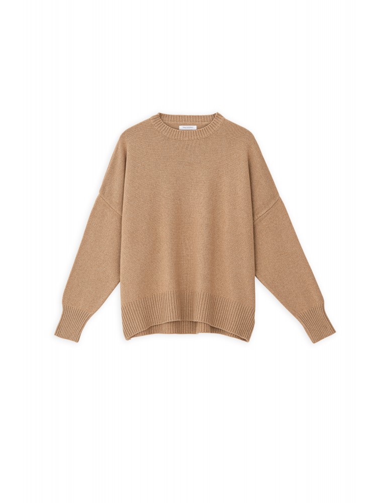 Philosophy cashmere round neck καμηλό πλεκτό