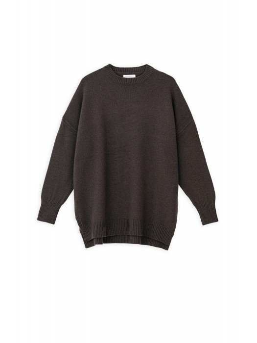 Philosophy cashmere roundneck μακρύ καφέ πλεκτό