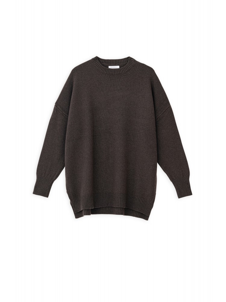 Philosophy cashmere roundneck μακρύ καφέ πλεκτό