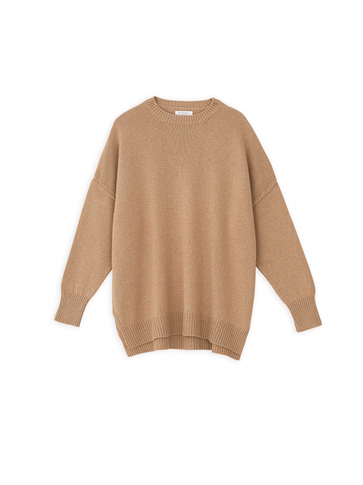 Philosophy cashmere roundneck μακρύ καμηλό πλεκτό