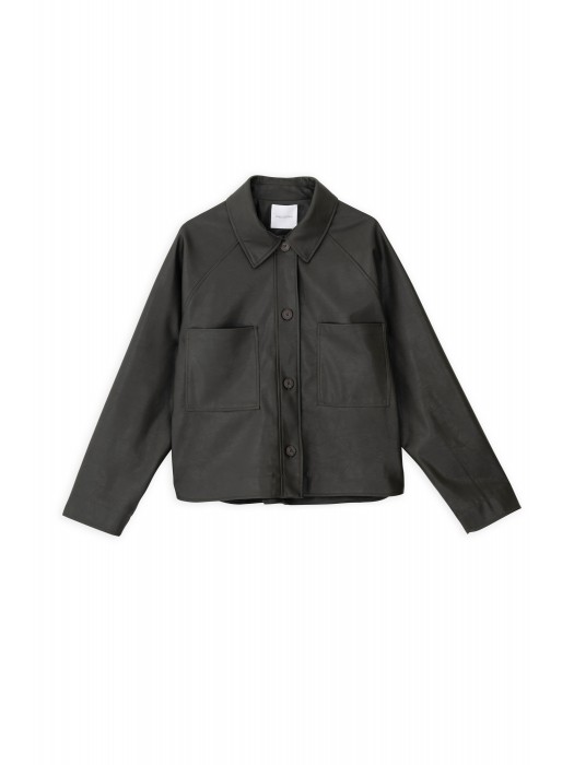 Philosophy σκούρο χακί δερμάτινο jacket