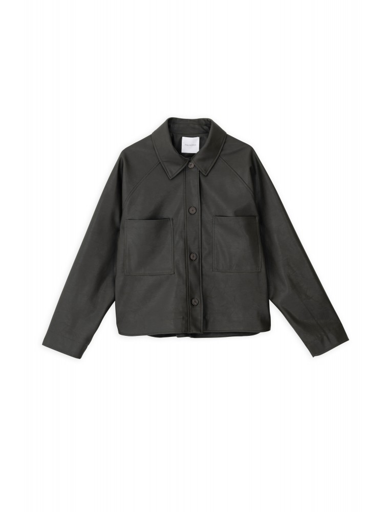 Philosophy σκούρο χακί δερμάτινο jacket