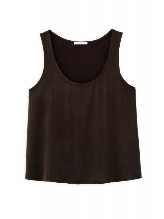 Philosophy σκούρο καφέ cupro viscose αμάνικο top