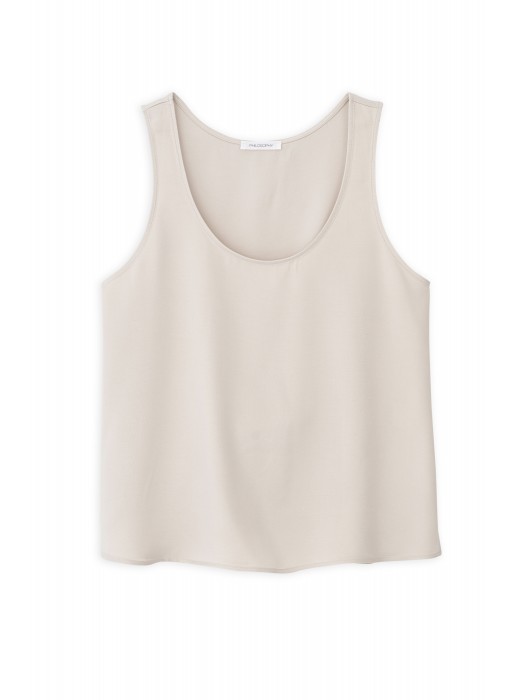 Philosophy cream cupro viscose αμάνικο top