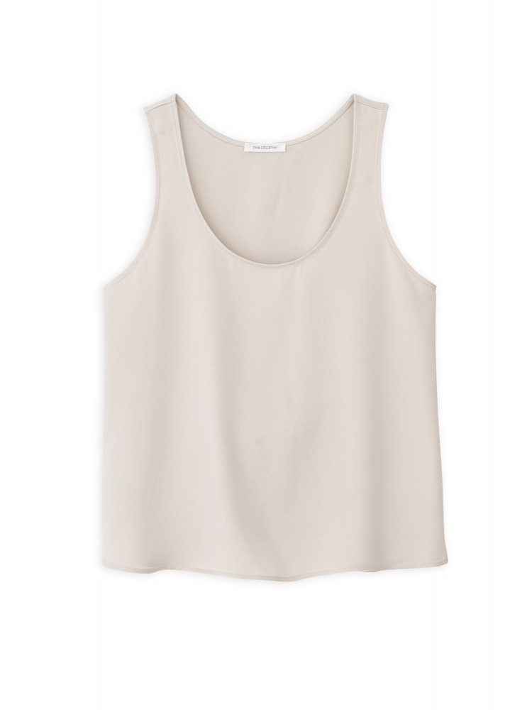 Philosophy cream cupro viscose αμάνικο top