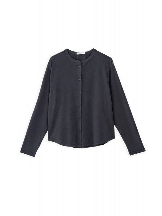 Philosophy anthracite cupro pique cropped πουκάμισο