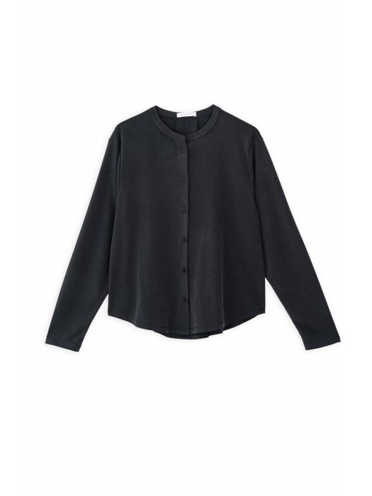 Philosophy black cupro pique cropped shirt