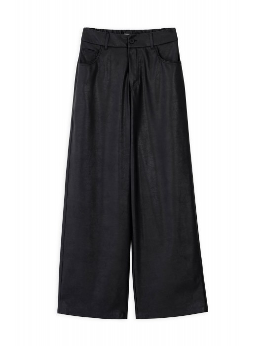 Philosophy μαύρο wide leg δερμάτινο παντελόνι 