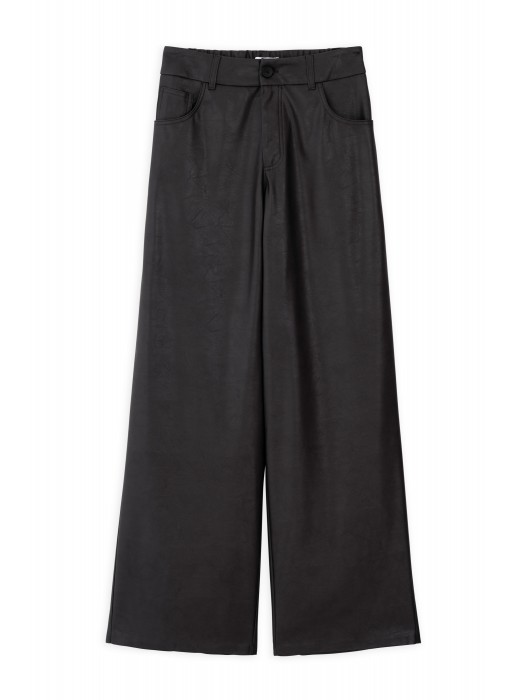 Philosophy σκούρο καφέ wide leg δερμάτινο παντελόνι 