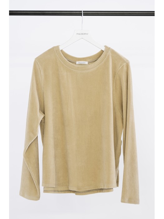 Philosophy μπεζ βελούρ κοτλέ cropped top