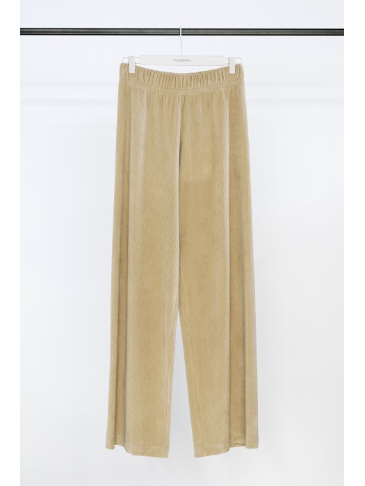 Philosophy μπεζ βελούρ κοτλέ wide leg παντελόνι