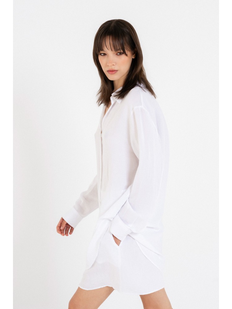 Philosophy white gauze long-sleeve oversized shirt